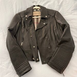 Black Leather Burberry Brit Biker Jacket